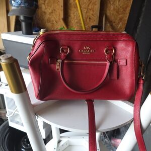 Coach Red Satchel with Gold Accents